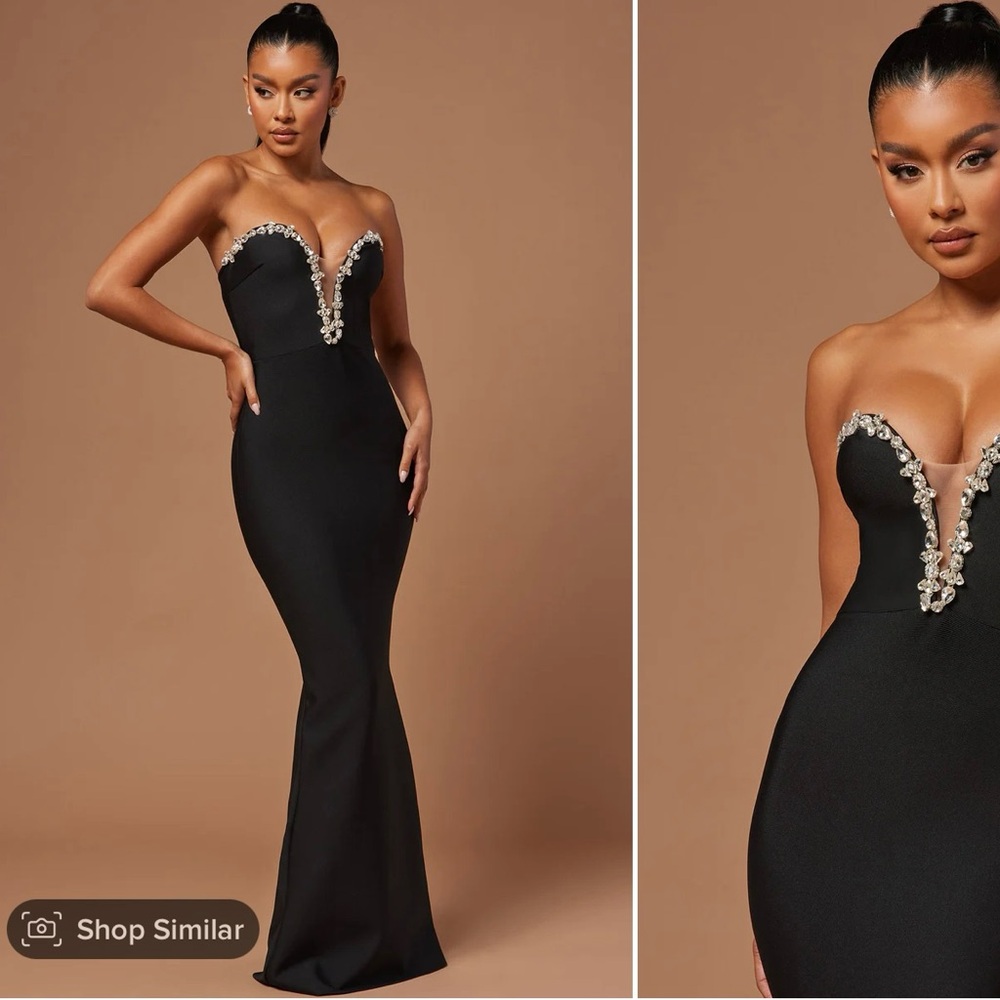 Black Strapless embellish gown